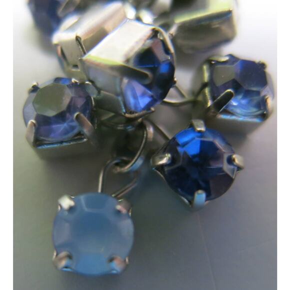 PIERCED EARRINGS Long Dangle Drop Cluster Blues Silver Sparkle Boho Jewelry - Picture 6 of 8